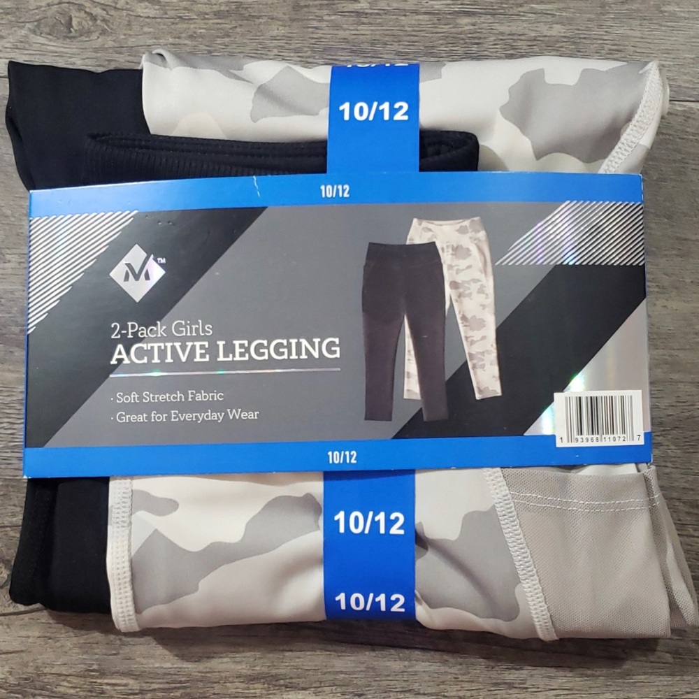 (0050) Girls: 10/12 Member's Mark 2pk Active Leggings- N2